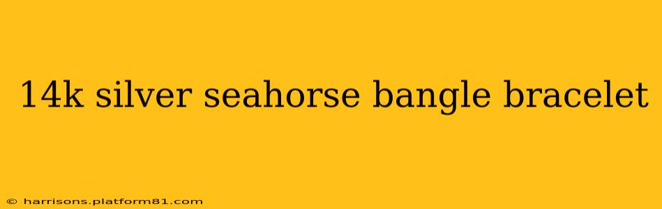 14k silver seahorse bangle bracelet