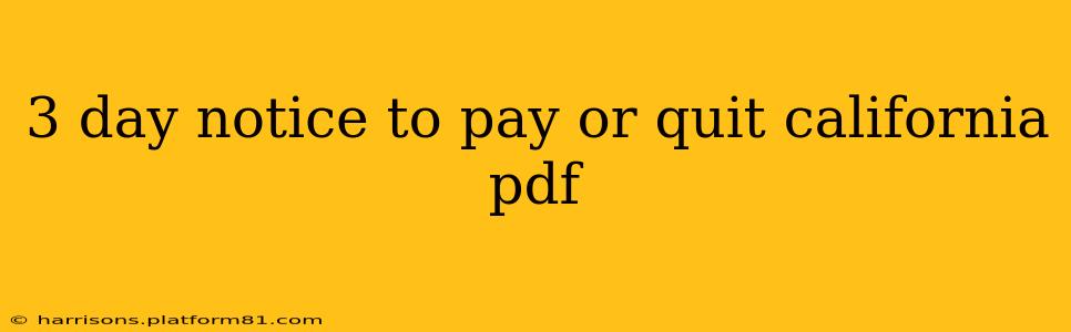 3 day notice to pay or quit california pdf
