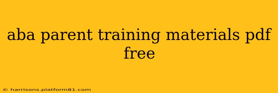 aba parent training materials pdf free