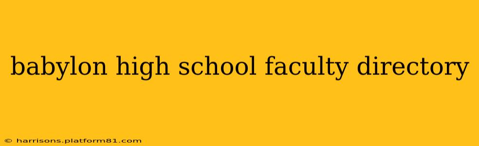 babylon high school faculty directory