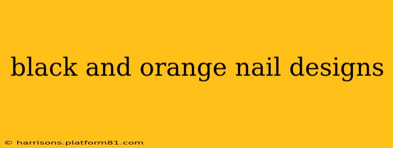 black and orange nail designs