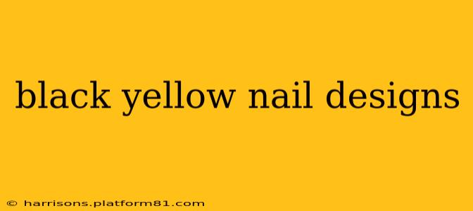 black yellow nail designs