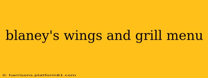 blaney's wings and grill menu