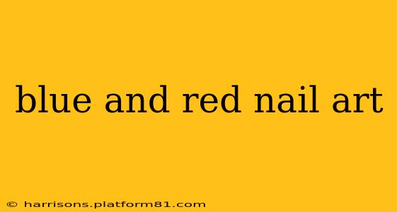 blue and red nail art