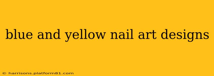 blue and yellow nail art designs