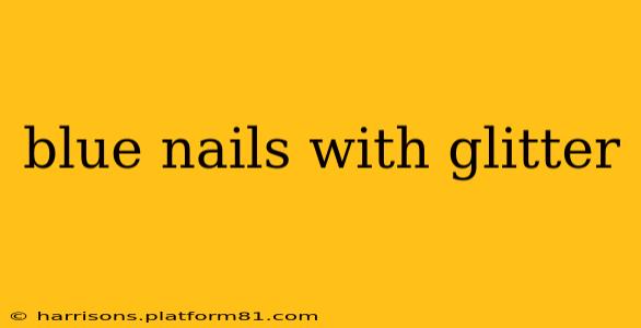 blue nails with glitter