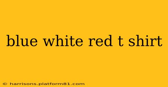 blue white red t shirt