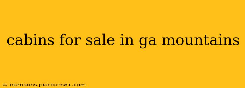 cabins for sale in ga mountains