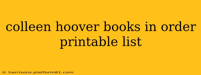 colleen hoover books in order printable list