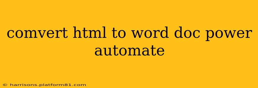 comvert html to word doc power automate