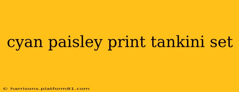 cyan paisley print tankini set