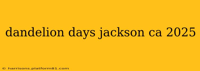 dandelion days jackson ca 2025