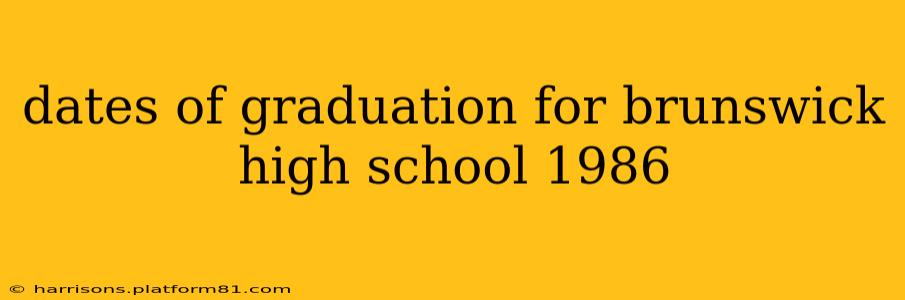 dates of graduation for brunswick high school 1986