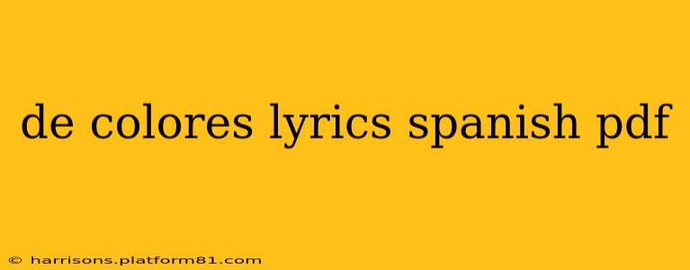 de colores lyrics spanish pdf