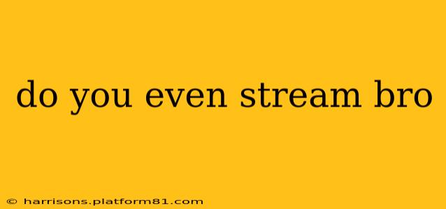 do you even stream bro