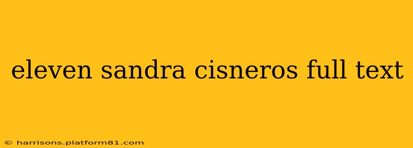 eleven sandra cisneros full text