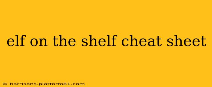 elf on the shelf cheat sheet