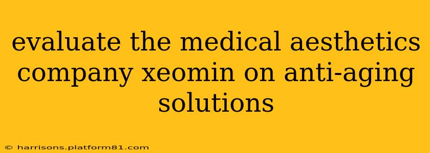 evaluate the medical aesthetics company xeomin on anti-aging solutions