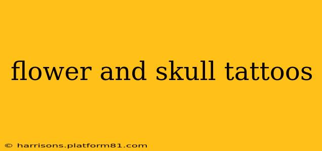 flower and skull tattoos