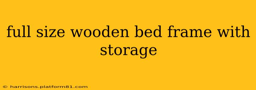 full size wooden bed frame with storage
