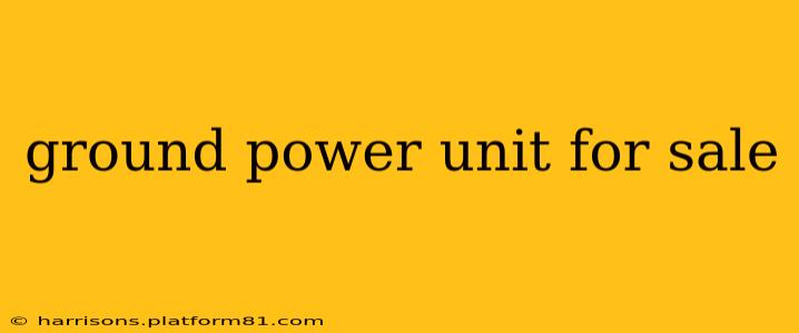 ground power unit for sale