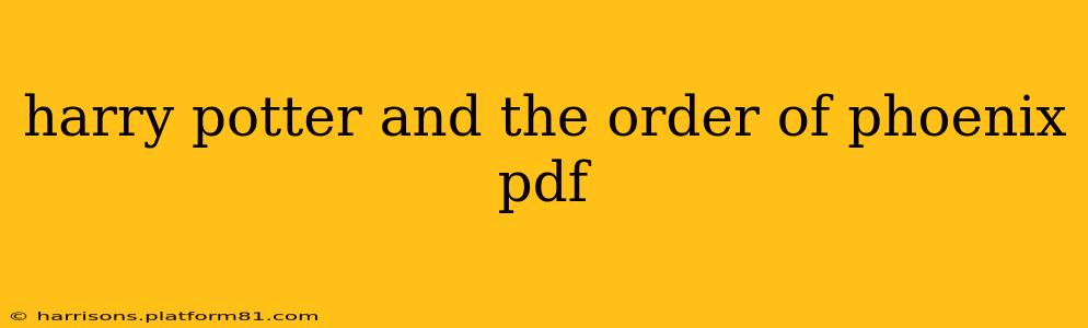 harry potter and the order of phoenix pdf