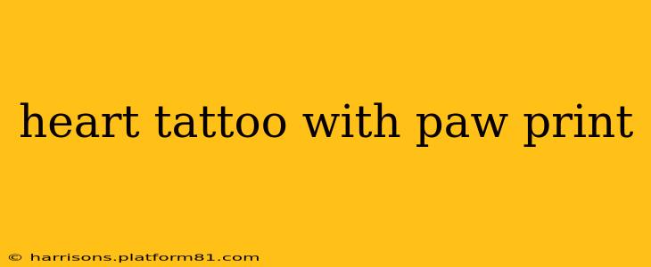 heart tattoo with paw print