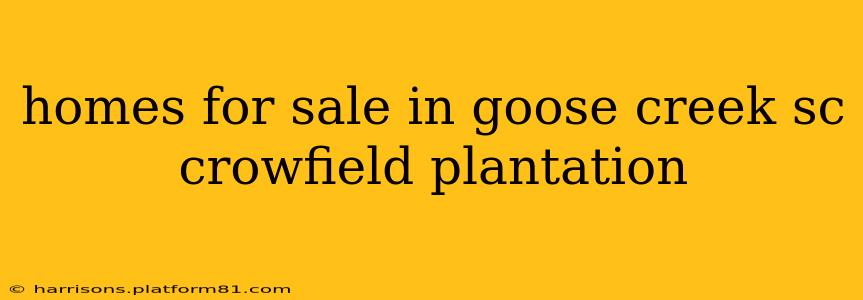 homes for sale in goose creek sc crowfield plantation