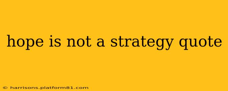 hope is not a strategy quote