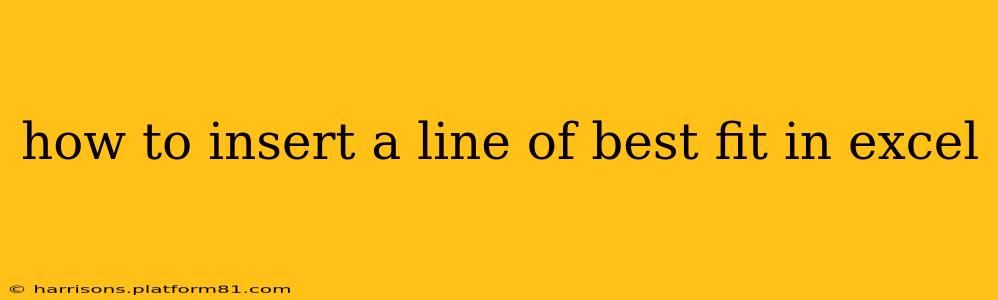 how to insert a line of best fit in excel
