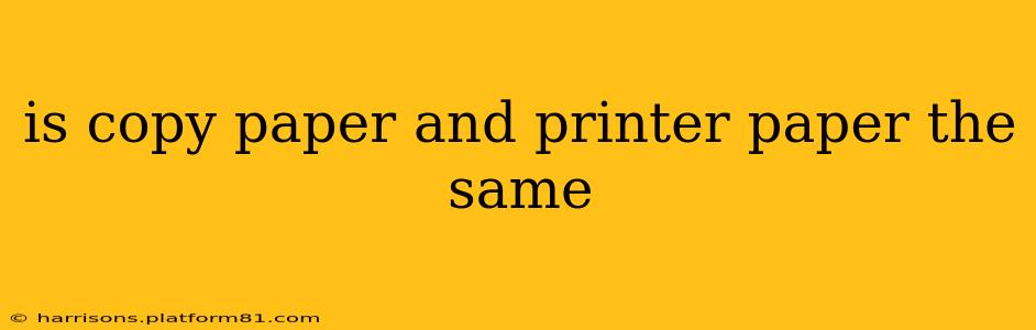 is copy paper and printer paper the same