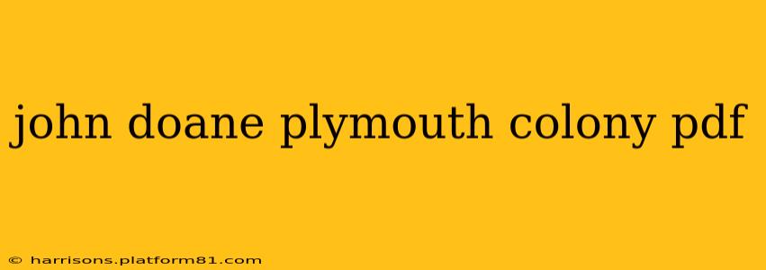 john doane plymouth colony pdf