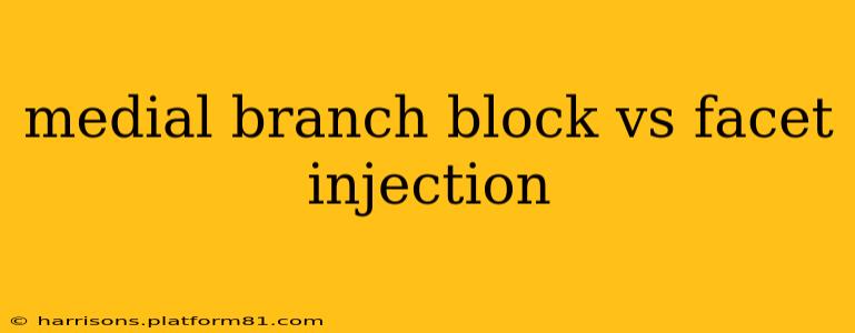 medial branch block vs facet injection