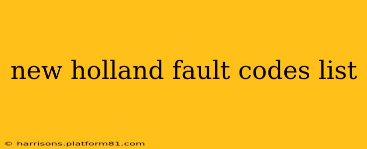new holland fault codes list