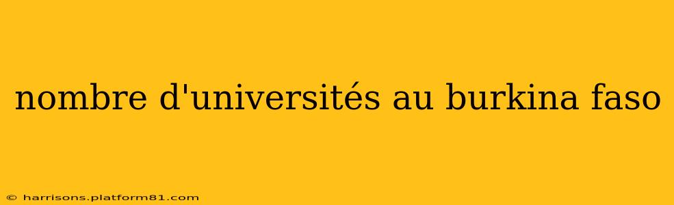nombre d'universités au burkina faso