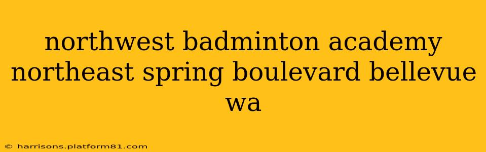 northwest badminton academy northeast spring boulevard bellevue wa