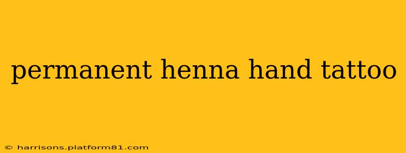 permanent henna hand tattoo
