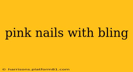 pink nails with bling
