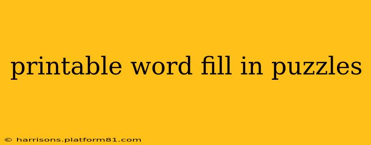 printable word fill in puzzles