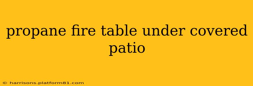 propane fire table under covered patio