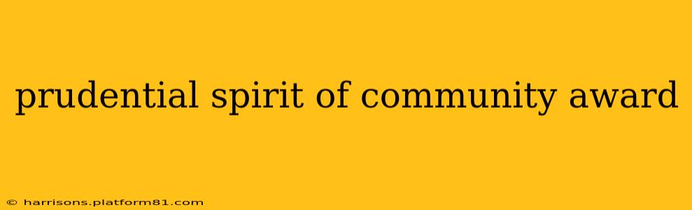 prudential spirit of community award