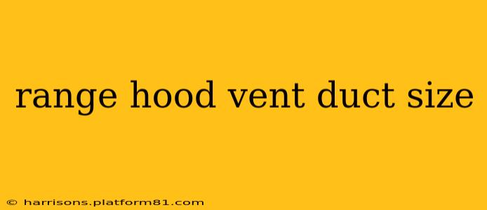 range hood vent duct size