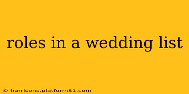 roles in a wedding list