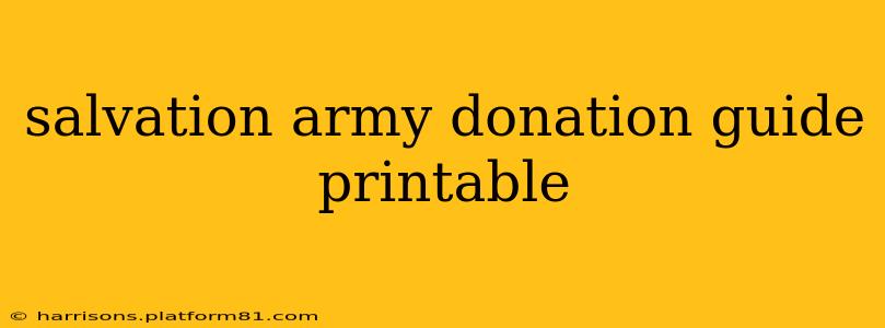 salvation army donation guide printable