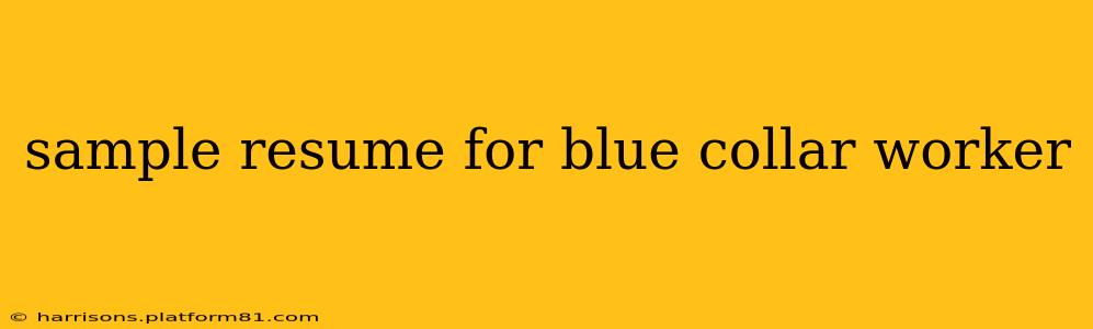 sample resume for blue collar worker
