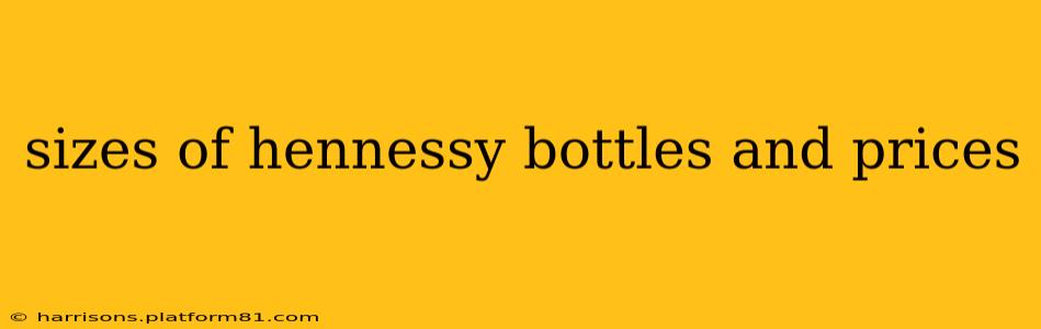 sizes of hennessy bottles and prices