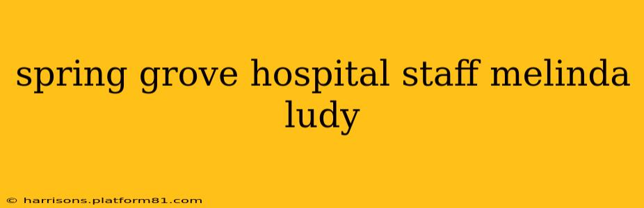 spring grove hospital staff melinda ludy