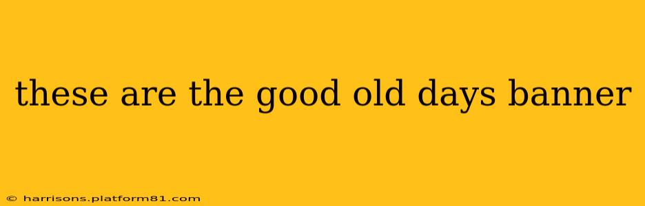 these are the good old days banner