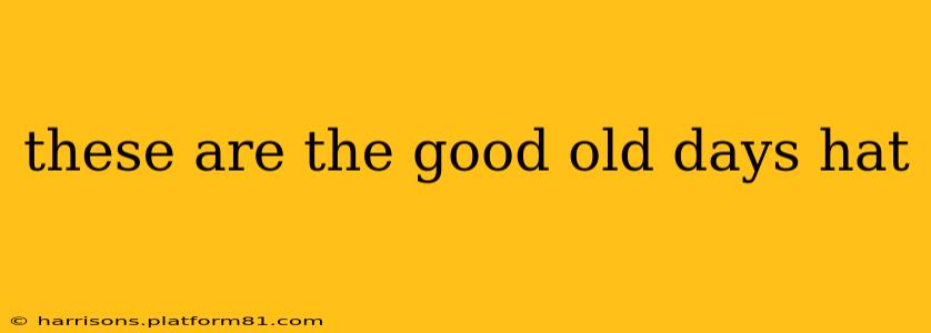 these are the good old days hat