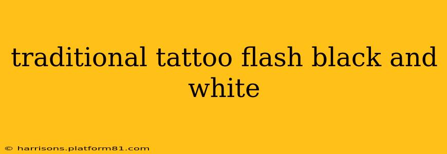 traditional tattoo flash black and white